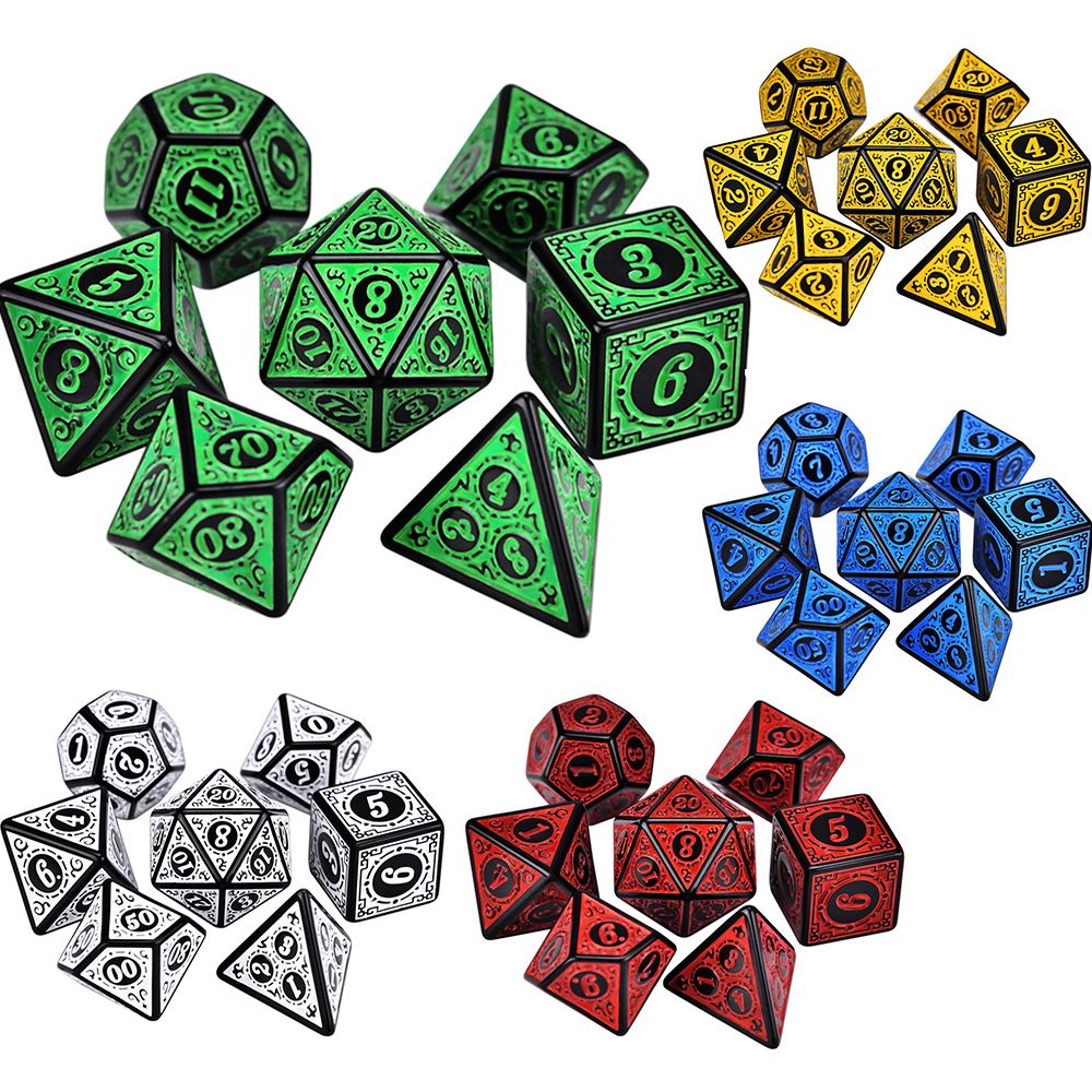 1 Set Multi-Sided 7-Die Dice Set Game Dice For TRPG DND Accessories Polyhedral D4 D6 D8 D10 D12 D20 Dice For Board Card Game Math Games