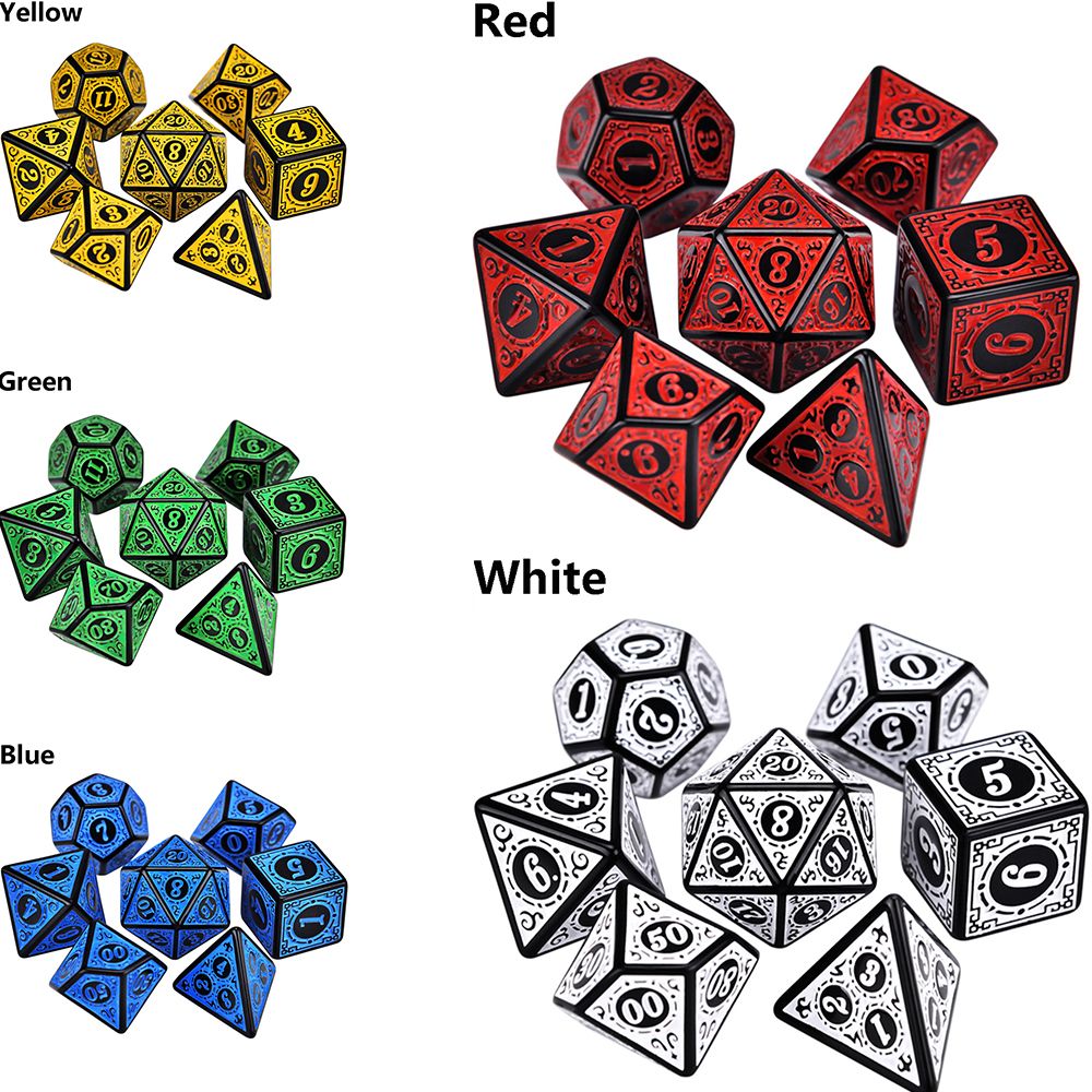 1 Set Multi-Sided 7-Die Dice Set Game Dice For TRPG DND Accessories Polyhedral D4 D6 D8 D10 D12 D20 Dice For Board Card Game Math Games