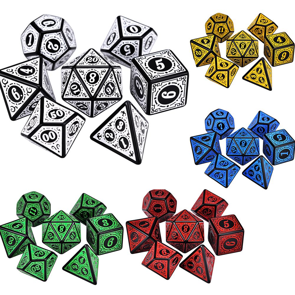 1 Set Multi-Sided 7-Die Dice Set Game Dice For TRPG DND Accessories Polyhedral D4 D6 D8 D10 D12 D20 Dice For Board Card Game Math Games