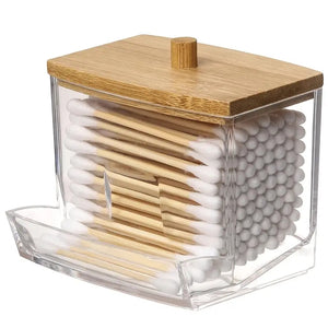 1pc Clear Cotton Swabs Storage Holder Dispenser, Cotton Pads Holder With Lids, Bathroom Storage Container Organizer Art Supplies