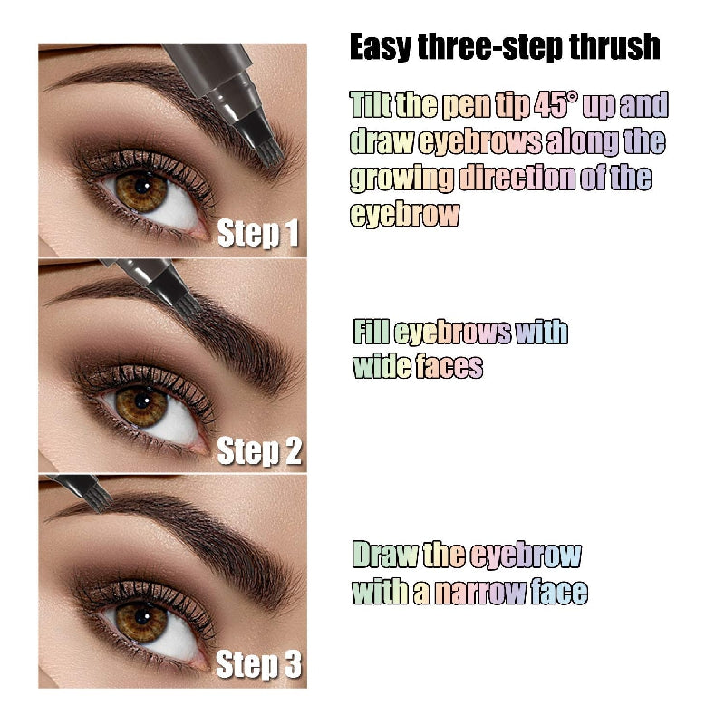 Flawless Waterproof Eyebrow Pen: Microblading Precision, 5 Shades, Natural & Long-Lasting Look, Suitable for All Skin Types