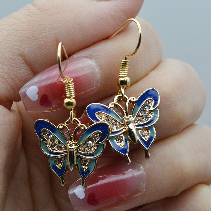 1 Pair Of Earrings For Men And Women Blue Butterfly Pendant Earrings Casual Jewelry Casual Earrings Accessories Gift