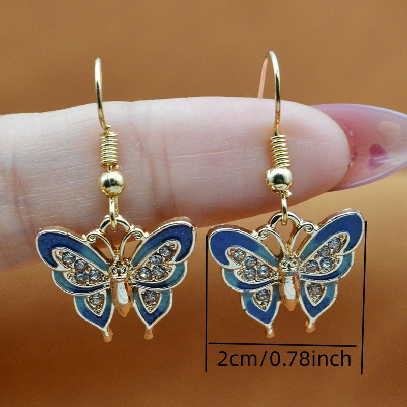 1 Pair Of Earrings For Men And Women Blue Butterfly Pendant Earrings Casual Jewelry Casual Earrings Accessories Gift