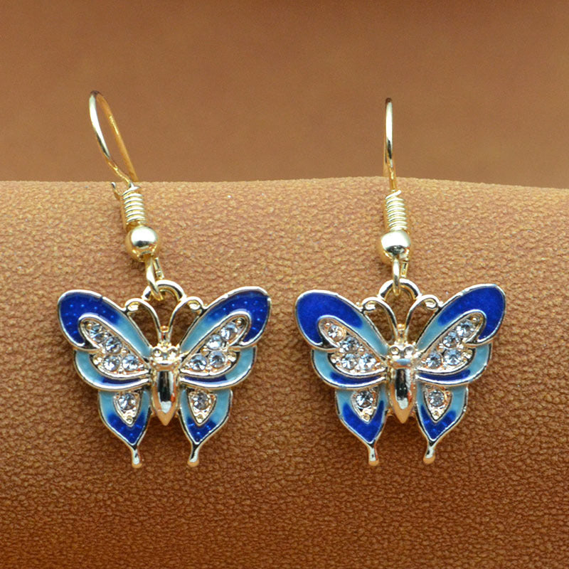 1 Pair Of Earrings For Men And Women Blue Butterfly Pendant Earrings Casual Jewelry Casual Earrings Accessories Gift