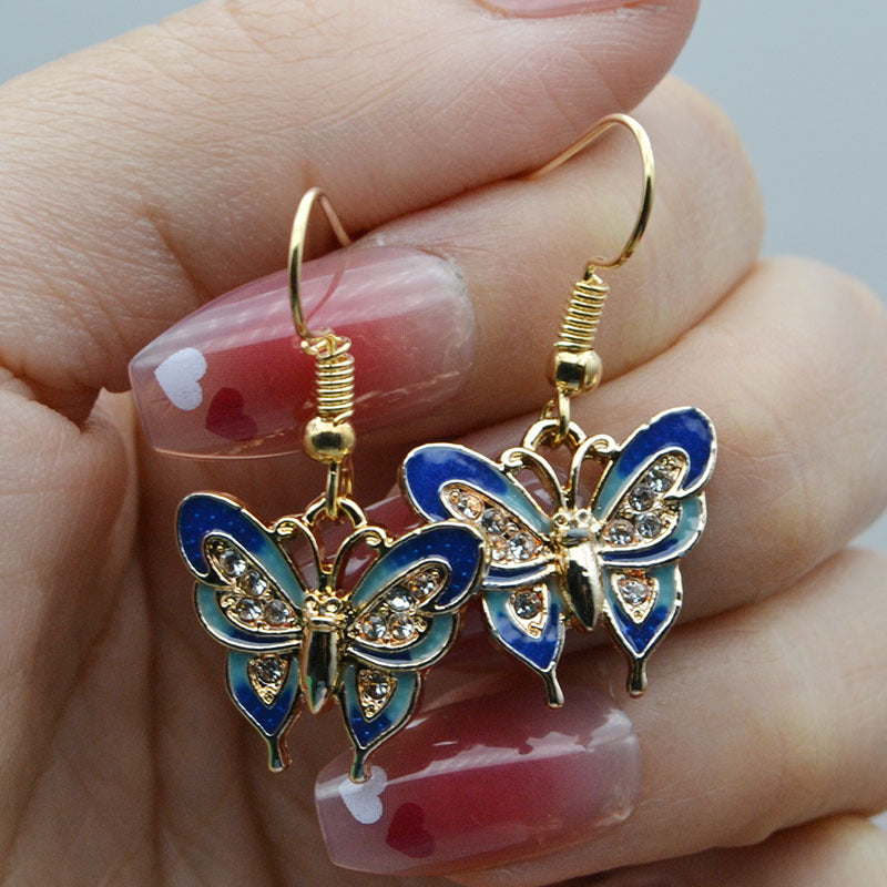 1 Pair Of Earrings For Men And Women Blue Butterfly Pendant Earrings Casual Jewelry Casual Earrings Accessories Gift