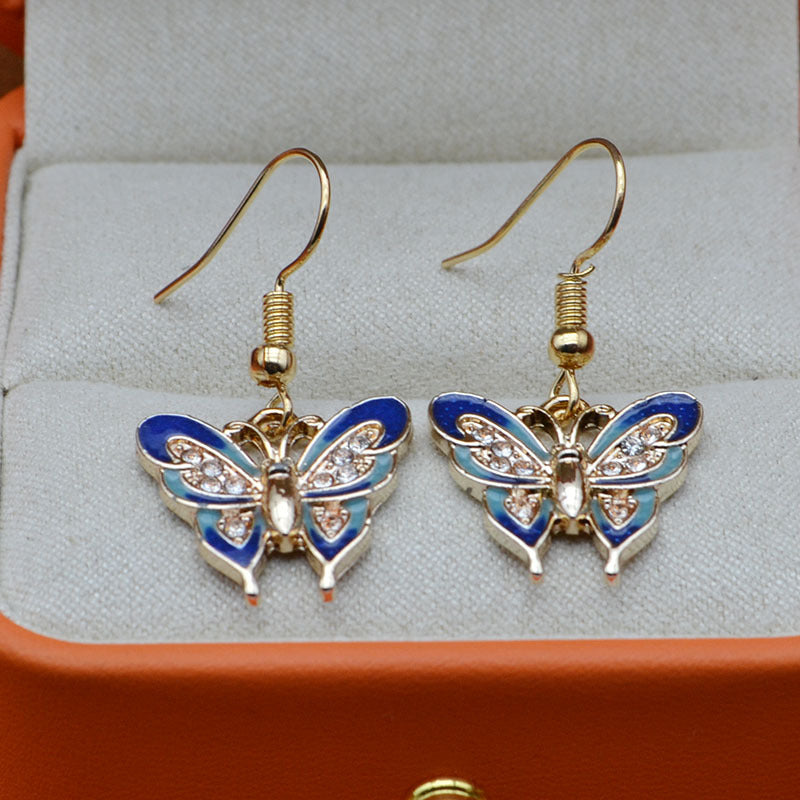 1 Pair Of Earrings For Men And Women Blue Butterfly Pendant Earrings Casual Jewelry Casual Earrings Accessories Gift