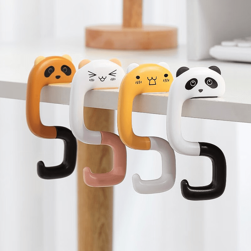 Travel Portable Plastic Bag Cute Animal Hook For Hanging Decorative Table Purse Bag Hooks Wall Hanger Holder Handbag Hanger