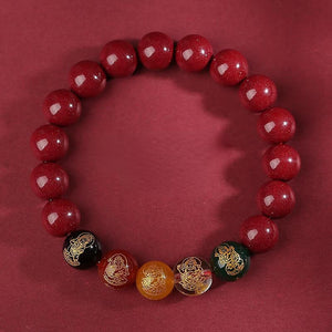 2023 New Cinnabar God Of Wealth Bracelet For Men, Men's Lucky Beads Bracelet