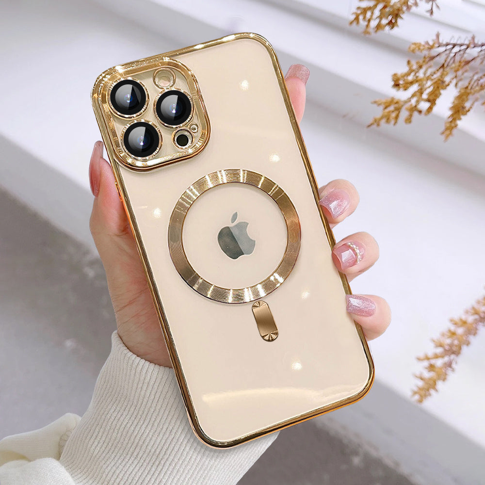 Golden Phone Case Compatible Magnetic Suction Electroplating Phone Case For IPhone 15,14,13,12,11 Pro Max,XS Max,X,XR,8,7,6,6S Mini,Plus,202