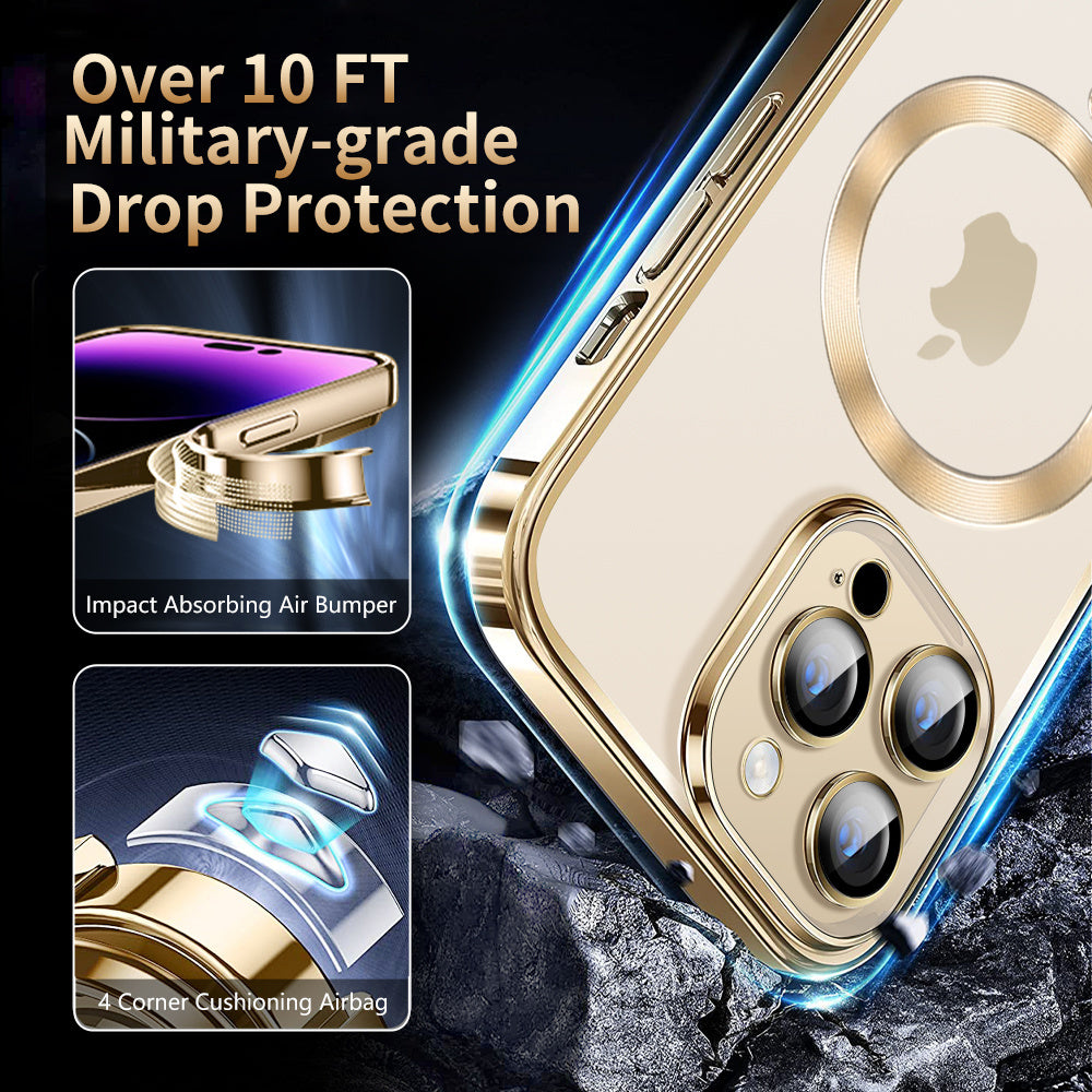 Golden Phone Case Compatible Magnetic Suction Electroplating Phone Case For IPhone 15,14,13,12,11 Pro Max,XS Max,X,XR,8,7,6,6S Mini,Plus,202