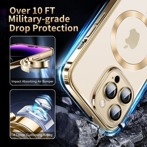 Golden Phone Case Compatible Magnetic Suction Electroplating Phone Case For IPhone 15,14,13,12,11 Pro Max,XS Max,X,XR,8,7,6,6S Mini,Plus,202