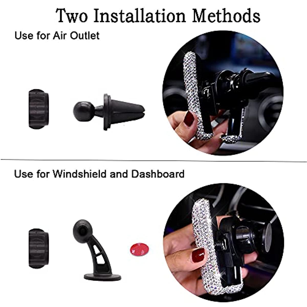 Crystal Car Phone Holder: 360°Adjustable Universal Phone Mount For Women & Girls - Perfect Gift For Your Car!