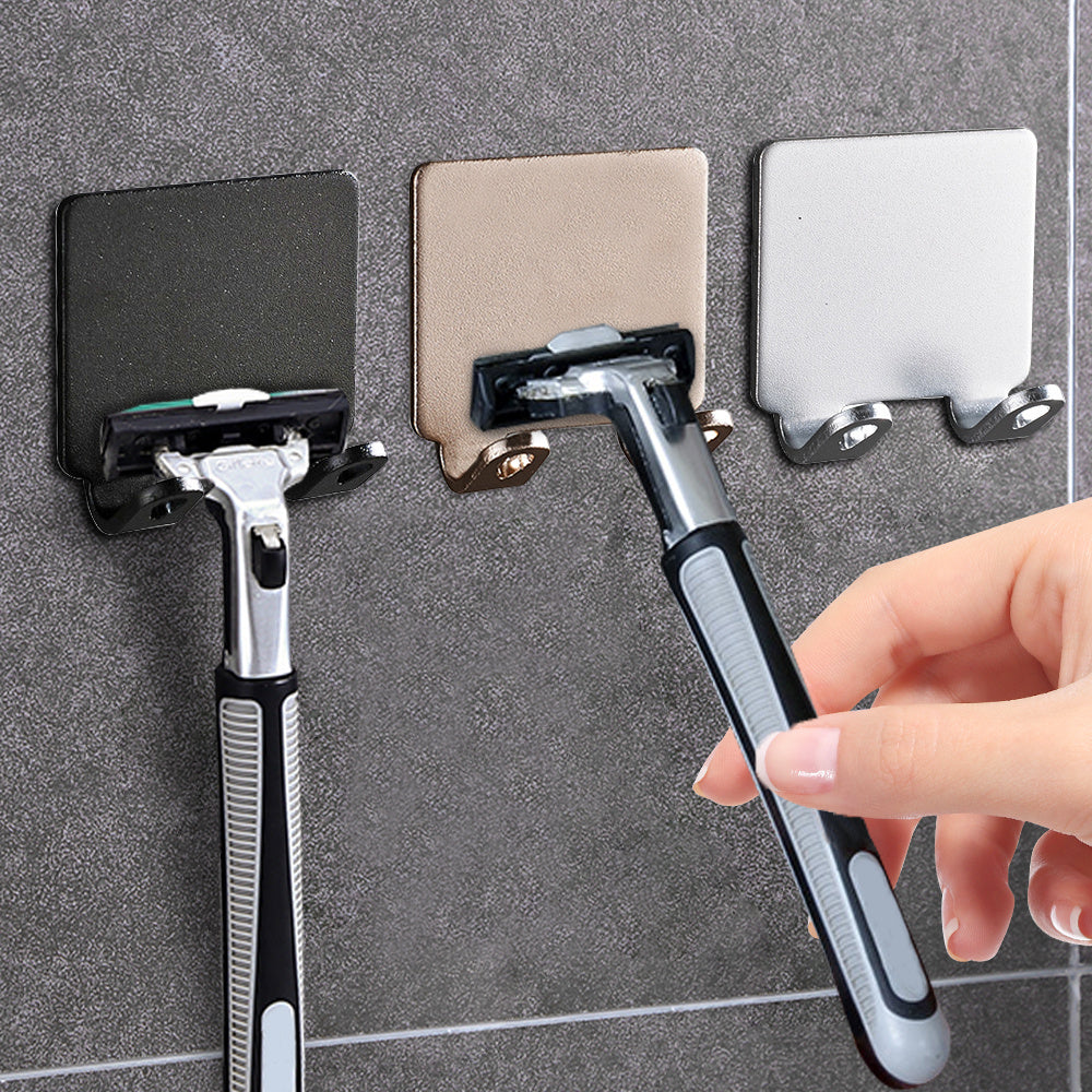 1pc/3pcs, Punch Free Shaving Razor Holder, Men Shaving Shaver Storage Hook, Wall Shelf Bathroom Razor Rack, Wall Kitchen Bathroom Accessorie