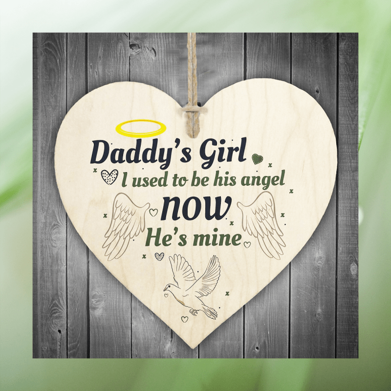 1pc Daddy's Girl Wooden Heart Plaque, Memorial Father's Day Bereavement Sign, Gifts From Daughter