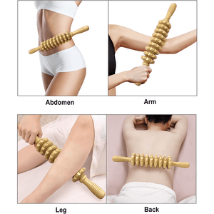 Natural Wood Handheld Roller Massager for Fascia, Fat, Muscles, and Abdomen - Relieve Muscle Tension and Promote Circulation