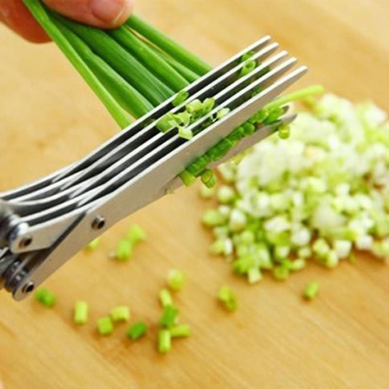 1pc 5 Layers Stainless Steel Kitchen Shears - Perfect for Chopping Green Onions, Vegetables, Herbs, and Spices - Essential Cooking Supplies