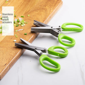 1pc 5 Layers Stainless Steel Kitchen Shears - Perfect for Chopping Green Onions, Vegetables, Herbs, and Spices - Essential Cooking Supplies