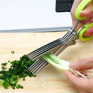 1pc 5 Layers Stainless Steel Kitchen Shears - Perfect for Chopping Green Onions, Vegetables, Herbs, and Spices - Essential Cooking Supplies