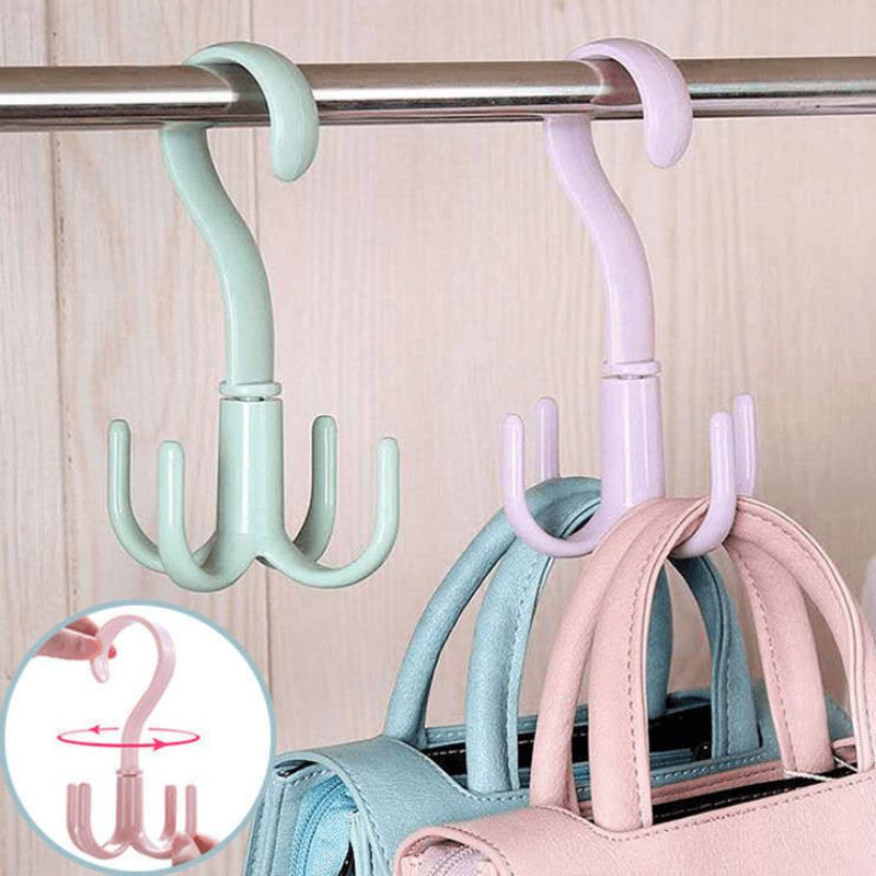 1pc Four-claw Hook 360-degree Rotatable 4-claw Hanger Wardrobe Multi-functional Hanging Bag Tie Drying Hanging Rack