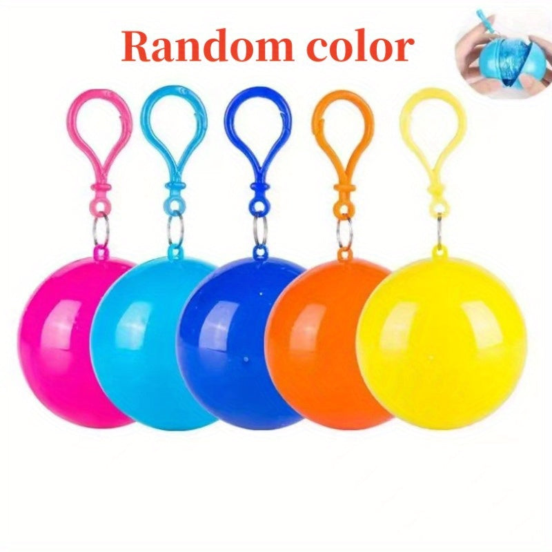 1pc Portable Disposable Emergency Raincoats Keychain Rain Poncho In A Ball For Traveling Hiking Fishing Camping Outdoor Sports