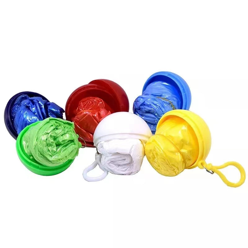 1pc Portable Disposable Emergency Raincoats Keychain Rain Poncho In A Ball For Traveling Hiking Fishing Camping Outdoor Sports