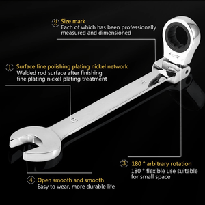 1pc 10mm- 14mm Combination Ratchet Wrench With Flexible Head, Dual Purpose Ratchet Tool, Ratchet Combination Kit. Automotive Hand Tools