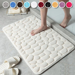 Elegant Quick-Dry Cobblestone Bath Rug: Non-Slip, High Absorbency for Safety & Style in Home Decor