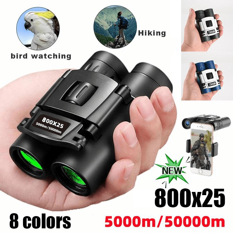 1pc 800x25 Binoculars Long Range Telescope HD Zoom Portable Folding Low Light Night Vision Monocular 4K For Outdoor Hunting Tourism Camping