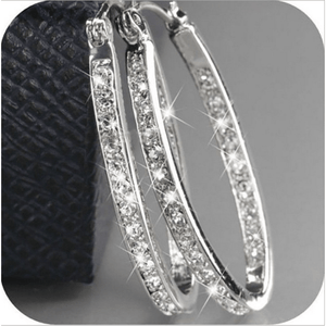 14K Gold Plated Hoop Earrings Stylish Shiny Zircon Inlaid Large Round Huggie Earrings Elegant Jewelry Accessories For Women