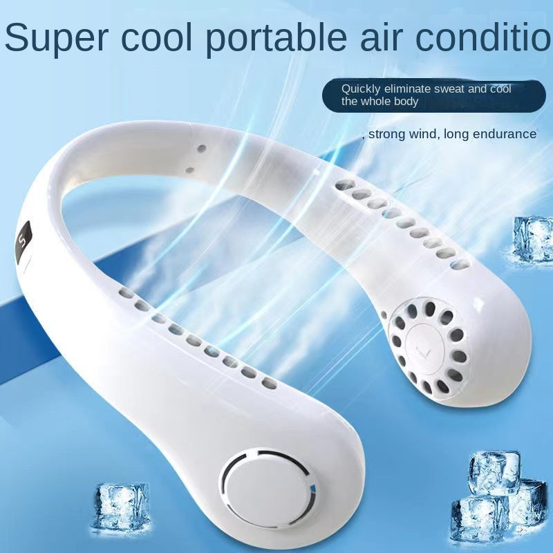 2023 New Mini Neck Fan Portable Bladeless Hanging Neck Rechargeable Air Cooler 3 Speed Mini Summer Sports Fans, Cool Portable Fan, School Su