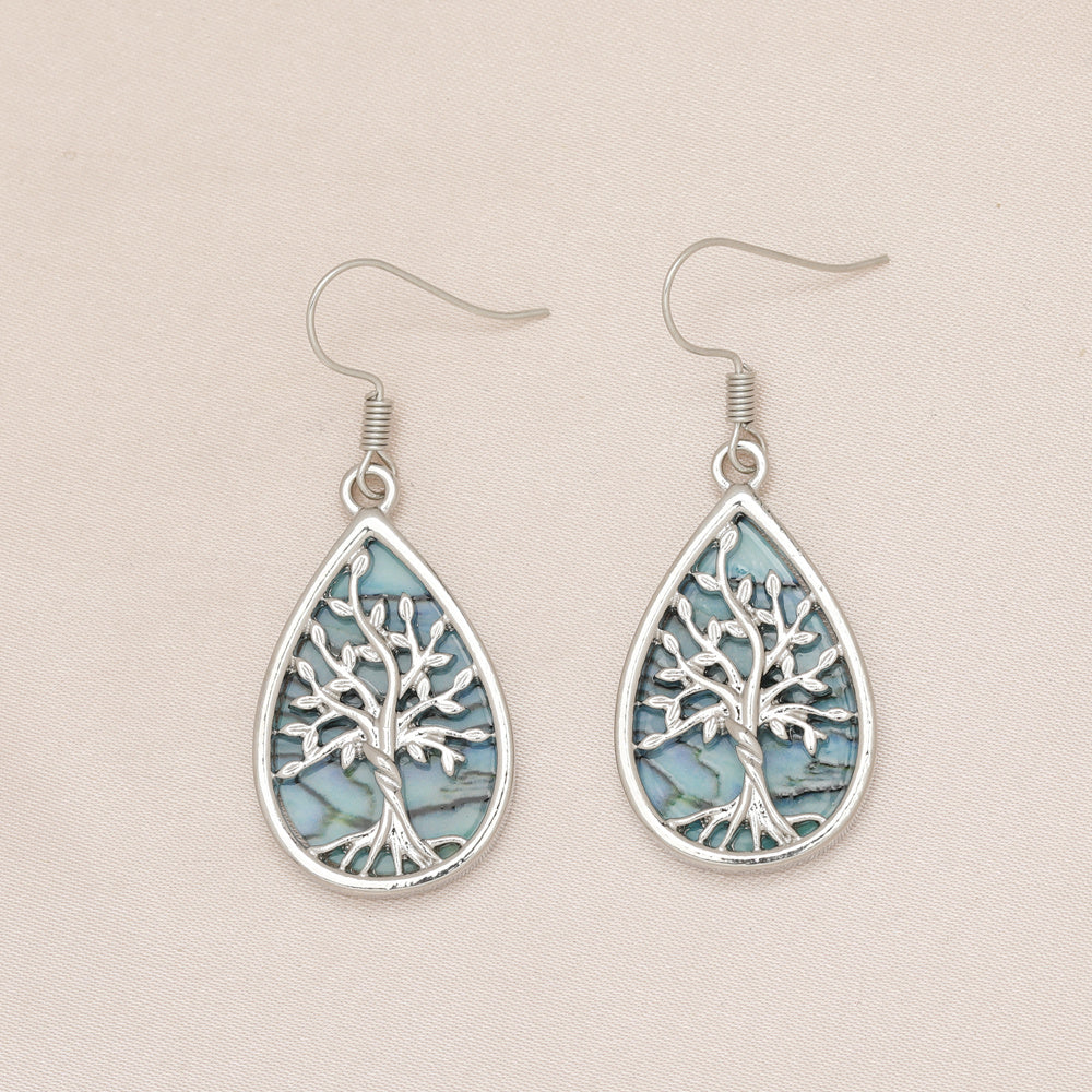 1pair Tree Of Life Fashion Water Drop Earrings For Women Girls Birthday Christmas Gifts