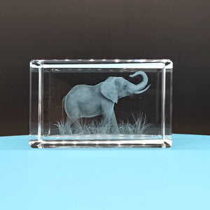 1pc Elephant Gifts, 3D Laser Etched Elephant Statue, Crystal Glass Cube Engraving, Home Decor Birthday, Elephant Gifts For Women Girls Boy A