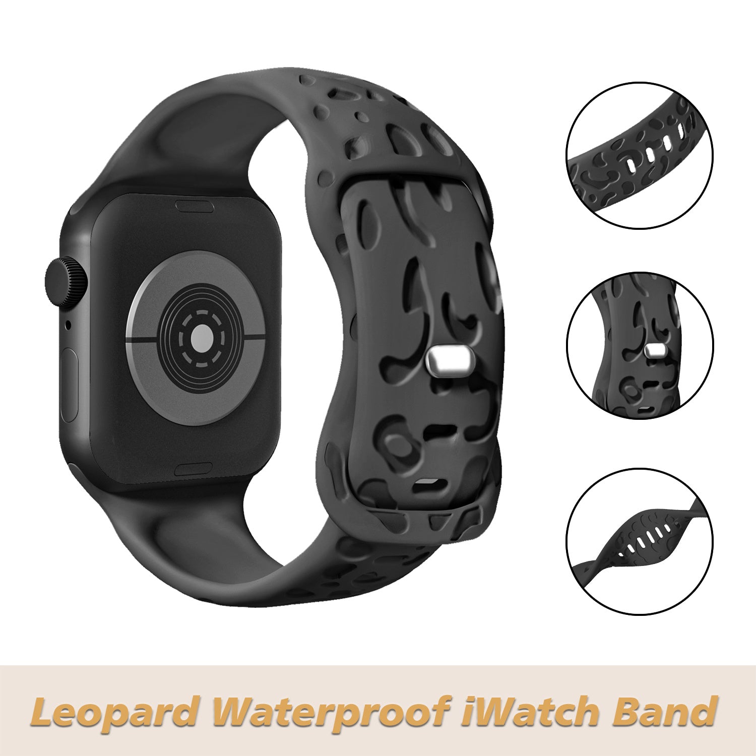 1 PACK Leopard Engraved Band Compatible For IWatch Band 45mm 44mm 42mm 41mm 40mm 38mm, Leopard Boho Pattern Soft Silicone Strap For IWatch S