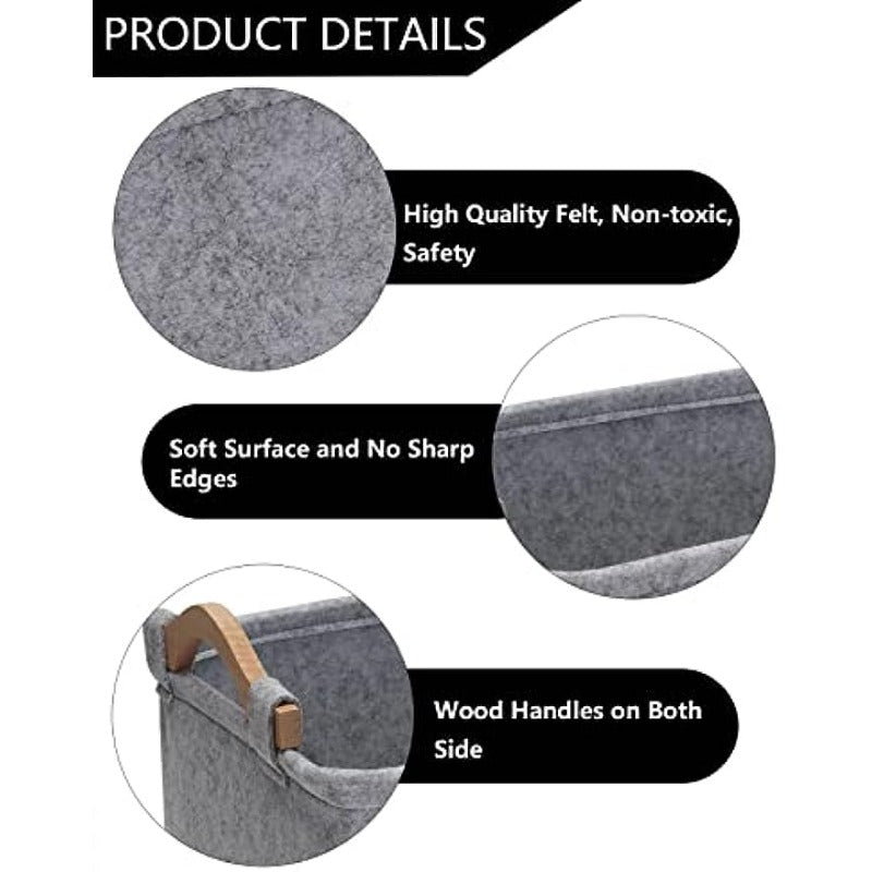 Versatile & Durable Pet Storage Box in Dark Grey Felt – Ideal for Toys, Blankets, Leashes