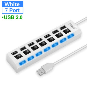 USB 2.0 Hub USB Hub Multi Port USB Splitter Hub Use Power Adapter 4/7 Port Multiple Expander Fast Charging Phone Charger