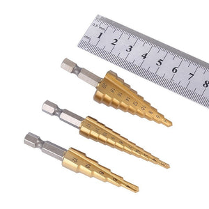 Upgrade Your Drilling Power With This Titanium-Coated HSS Step Drill Bit Set - Perfect For Wood & Metal!