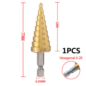 Upgrade Your Drilling Power With This Titanium-Coated HSS Step Drill Bit Set - Perfect For Wood & Metal!