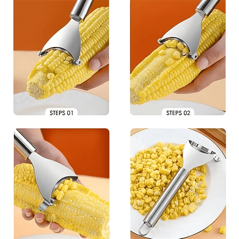 1pc Stainless Steel Corn Planer, Corn Peeler, Cob Remover Tool With Ergonomic Handle, Kitchen Gadgets