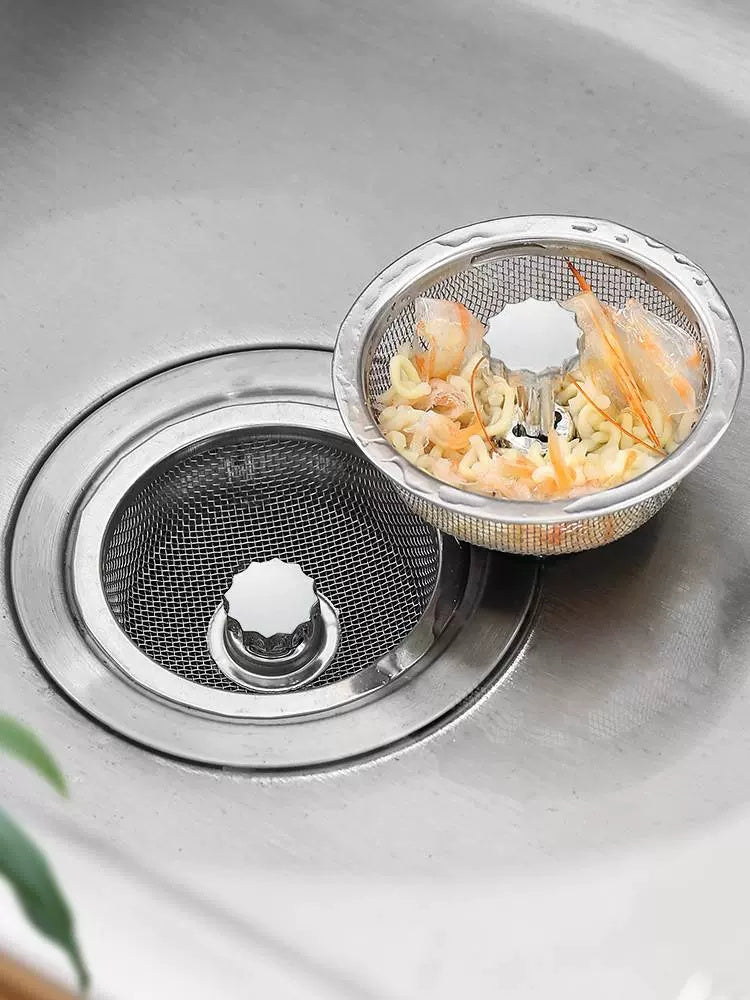 2pc Stainless Steel Sink Strainer Set with Handle & Stopper: Polished, Durable, and Clog-Free Solution for Professional Kitchens