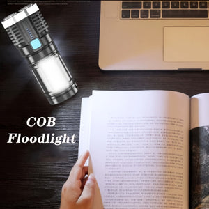 1pc LED Flashlight, Powerful 4 LED Flashlight With COB Side Light, 4 Modes USB Rechargeable LED Torch, Waterproof Built In Battery Flashligh