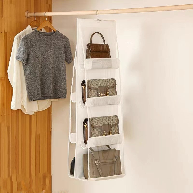 Portable Multi-grid Wardrobe Door Bag Finishing Hanging Bag, Transparent Visual Bag Organizer, Perfect Bag Storage Pouch