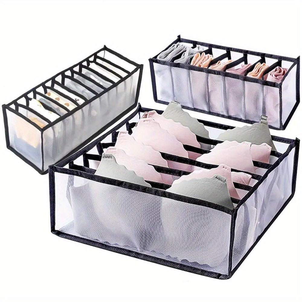 3 Pcs/set Underwear Drawer Organizer, Foldable Closet Clothes Dividers, Wardrobe Containers