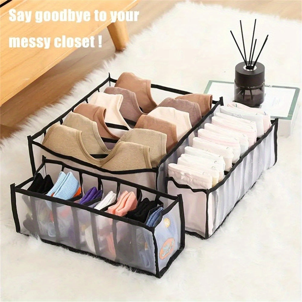 3 Pcs/set Underwear Drawer Organizer, Foldable Closet Clothes Dividers, Wardrobe Containers