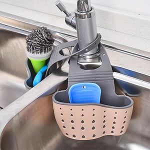 Kitchen Sink Organizer – Adjustable, Space-Saving Caddy for Soap, Sponges, Cloths with Easy Drain Feature