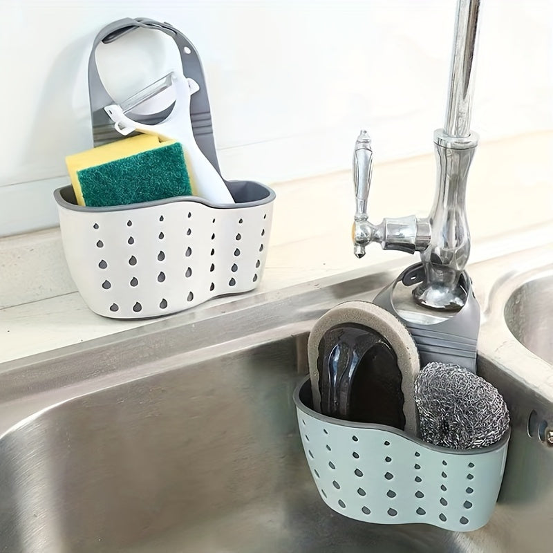 Kitchen Sink Organizer – Adjustable, Space-Saving Caddy for Soap, Sponges, Cloths with Easy Drain Feature