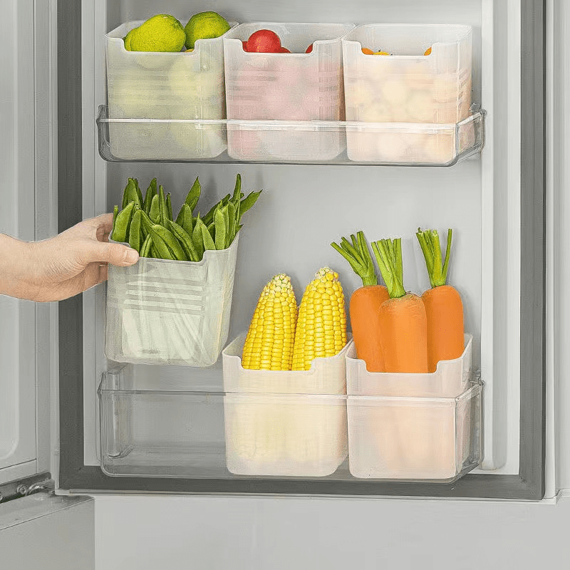 Space-Saving 3-Piece PP Refrigerator Door Organizer Set | Freshness Preserving, Easy Access Storage Containers for Home & Restaurant Use