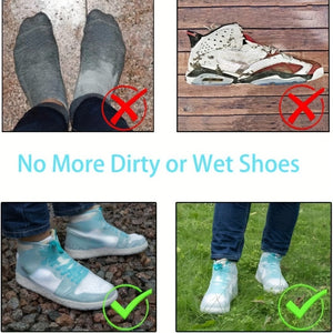 1pair Rubber Rain Boot Overshoes For Outdoor Use Silicone Waterproof Shoe Covers Rainy Day Shoe Cover Reusable Non-Slip Rain Boots