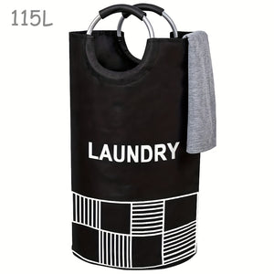 1pc Waterproof Laundry Basket With Padded Handles - Collapsible Clothes Hamper For Easy Storage And Standing Up Well