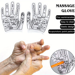 1pair Shiatsu Reflexology Gloves - Hand Massage Tool with Acupressure Point Chart for Relaxation and Pain Relief