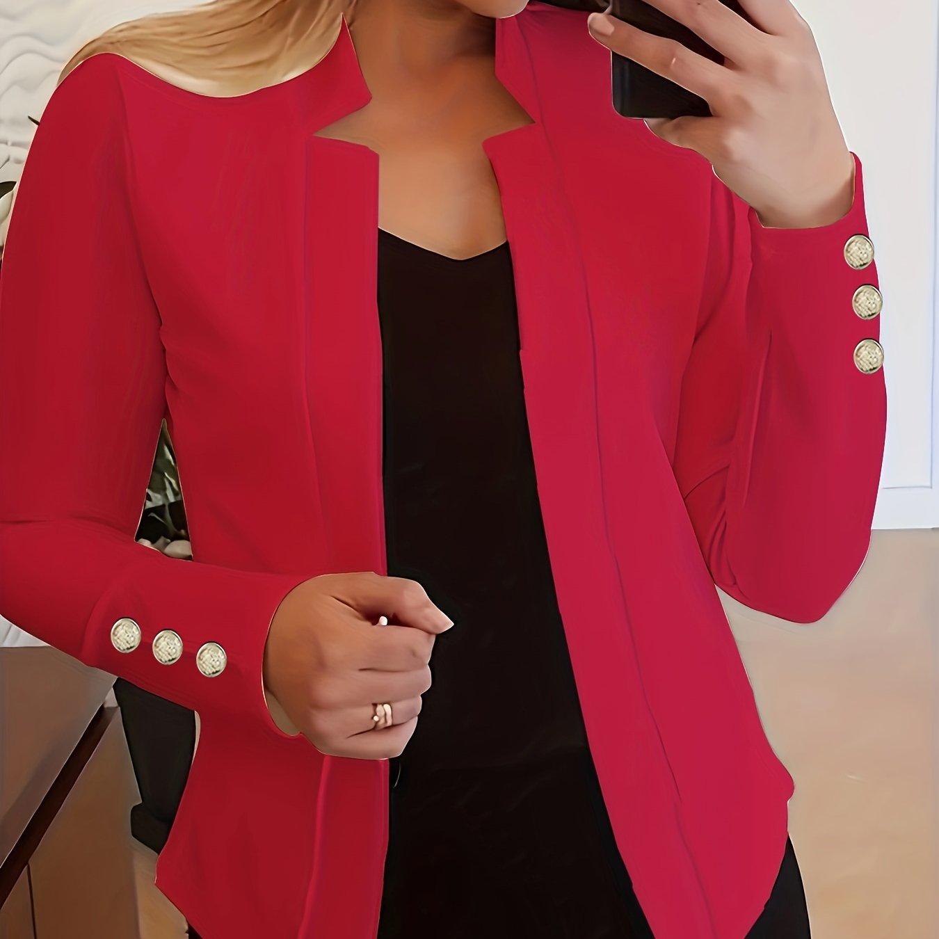 Winter-Ready Casual Chic: Women's Open Front Blazer with Comfort Stretch and Durable Knit, Versatile Office Jacket